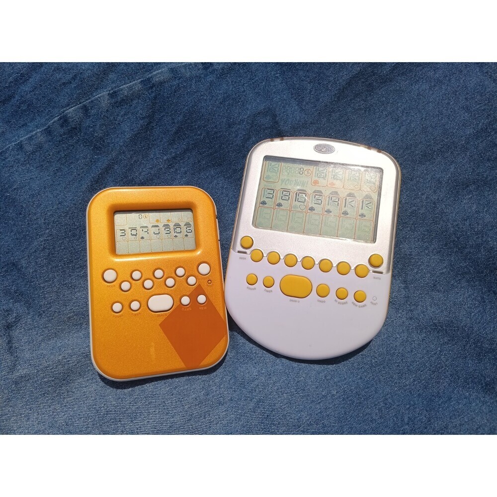 Radica Big Screen Solitaire Handheld Game Electronic & Orange Handheld Solitaire